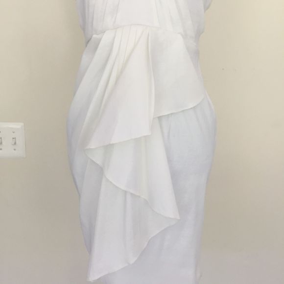 Badgley Mischka Halter Beaded White Cocktail Dress - Picture 3 of 12